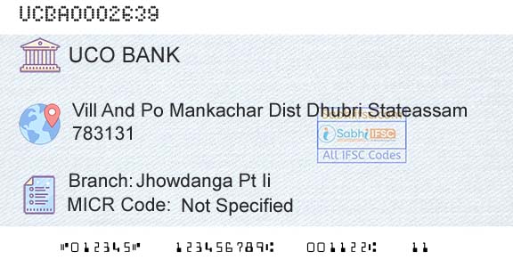 Uco Bank Jhowdanga Pt IiBranch 