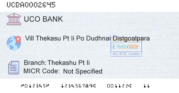 Uco Bank Thekashu Pt IiBranch 