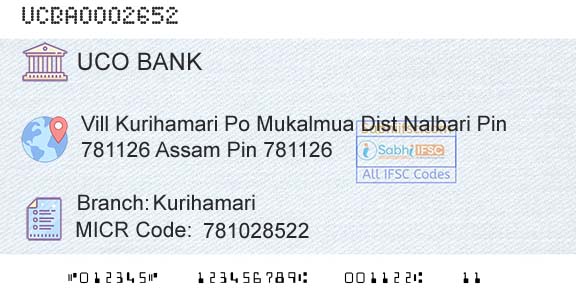Uco Bank KurihamariBranch 