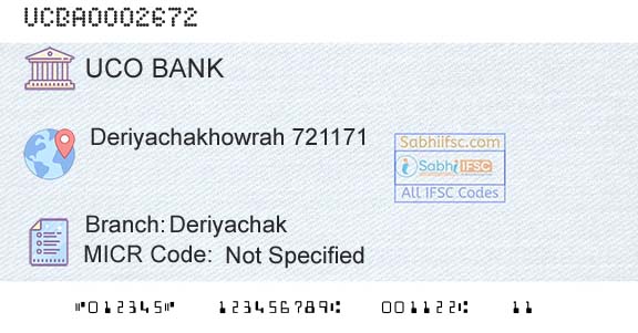 Uco Bank DeriyachakBranch 