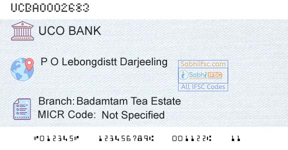 Uco Bank Badamtam Tea EstateBranch 