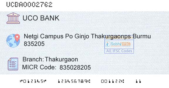 Uco Bank ThakurgaonBranch 