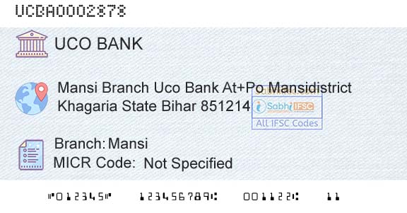 Uco Bank MansiBranch 