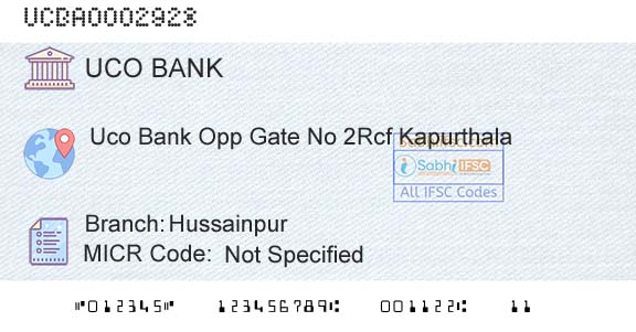 Uco Bank HussainpurBranch 