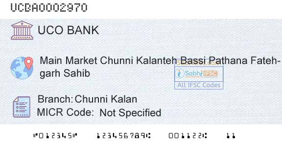 Uco Bank Chunni KalanBranch 