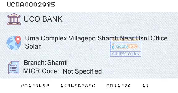Uco Bank ShamtiBranch 