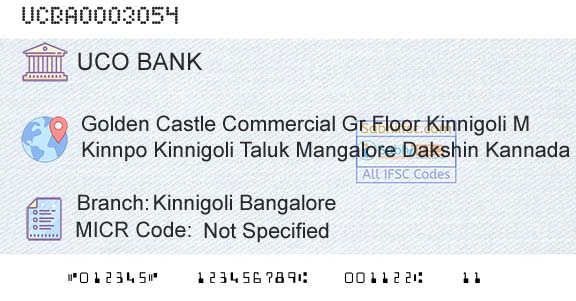 Uco Bank Kinnigoli BangaloreBranch 