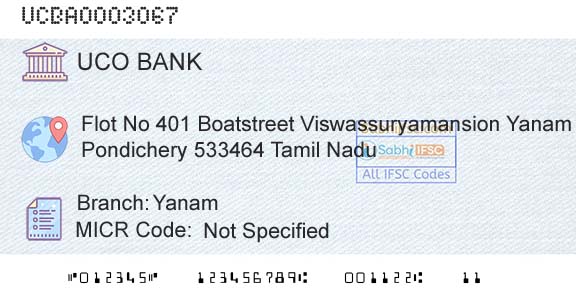 Uco Bank YanamBranch 