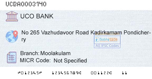 Uco Bank MoolakulamBranch 