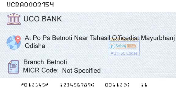 Uco Bank BetnotiBranch 