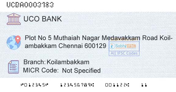 Uco Bank KoilambakkamBranch 
