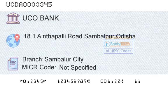 Uco Bank Sambalur CityBranch 
