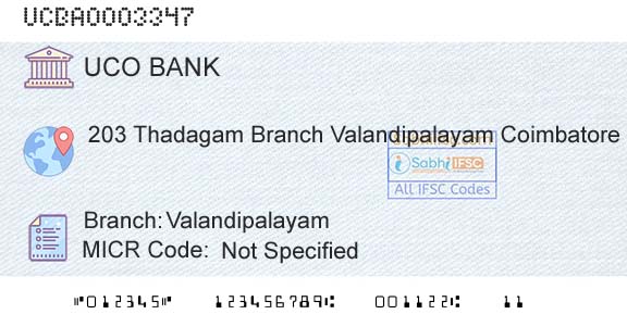 Uco Bank ValandipalayamBranch 