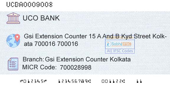 Uco Bank Gsi Extension Counter KolkataBranch 