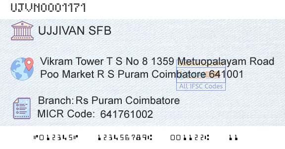Ujjivan Small Finance Bank Limited Rs Puram CoimbatoreBranch 