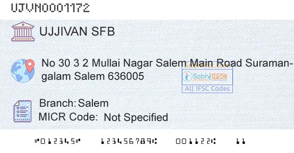 Ujjivan Small Finance Bank Limited SalemBranch 