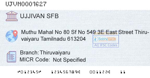 Ujjivan Small Finance Bank Limited ThiruvaiyaruBranch 