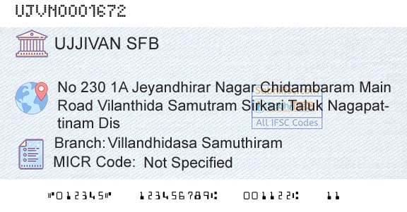 Ujjivan Small Finance Bank Limited Villandhidasa SamuthiramBranch 