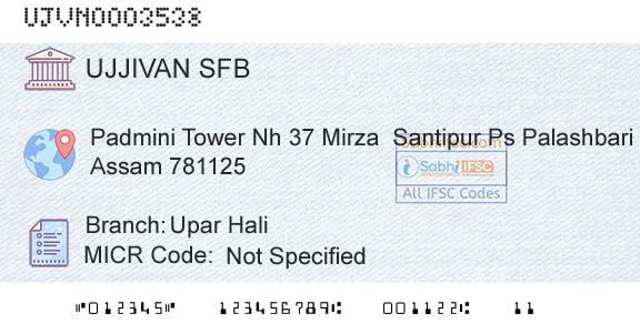 Ujjivan Small Finance Bank Limited Upar HaliBranch 
