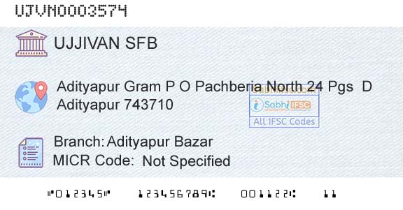 Ujjivan Small Finance Bank Limited Adityapur BazarBranch 