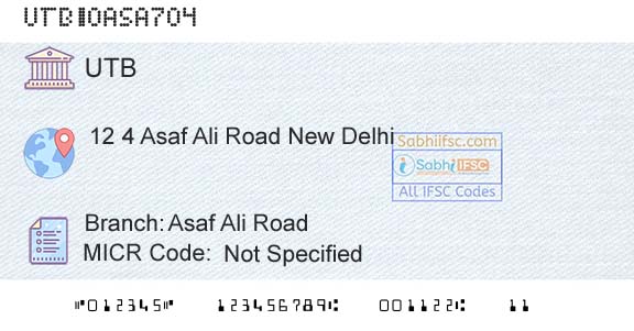 United Bank Of India Asaf Ali RoadBranch 