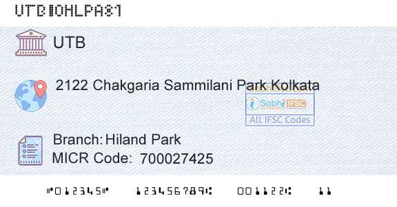 United Bank Of India Hiland ParkBranch 