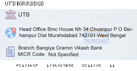 United Bank Of India Bangiya Gramin Vikash BankBranch 