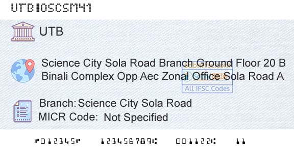 United Bank Of India Science City Sola RoadBranch 