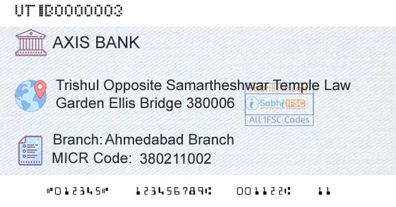 Axis Bank Ahmedabad BranchBranch 