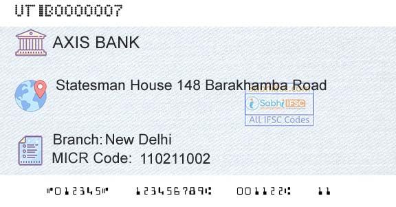 Axis Bank New DelhiBranch 