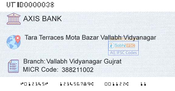 Axis Bank Vallabh Vidyanagar GujratBranch 