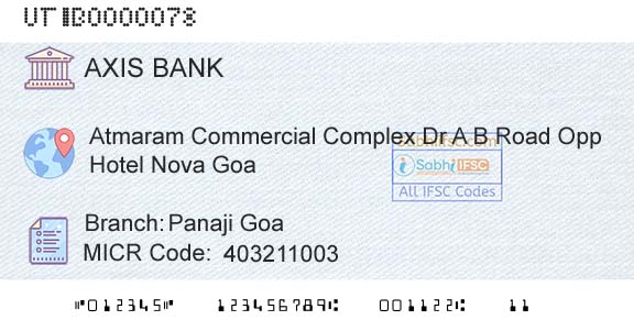 Axis Bank Panaji Goa Branch 