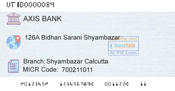 Axis Bank Shyambazar Calcutta Branch 