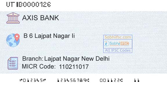 Axis Bank Lajpat Nagar New Delhi Branch 
