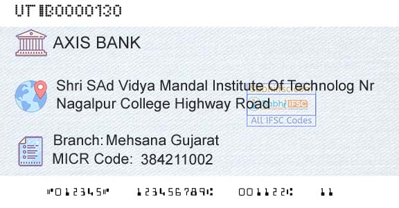 Axis Bank Mehsana Gujarat Branch 