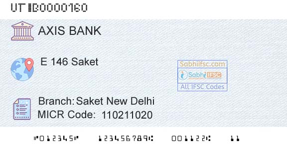 Axis Bank Saket New DelhiBranch 