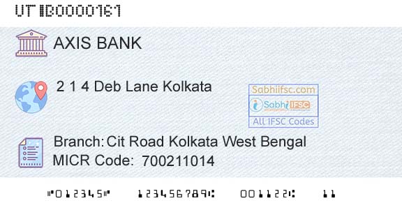 Axis Bank Cit Road Kolkata [west Bengal]Branch 