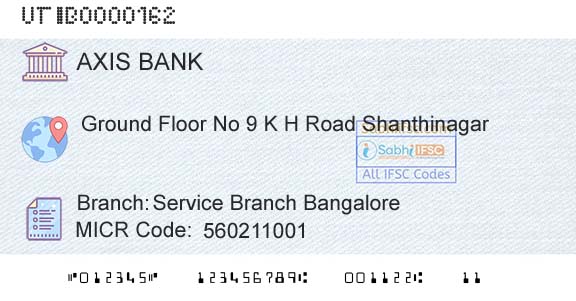 Axis Bank Service Branch BangaloreBranch 