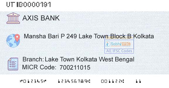 Axis Bank Lake Town Kolkata West Bengal Branch 