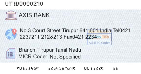 Axis Bank Tirupur Tamil Nadu Branch 