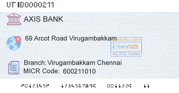 Axis Bank Virugambakkam Chennai Branch 