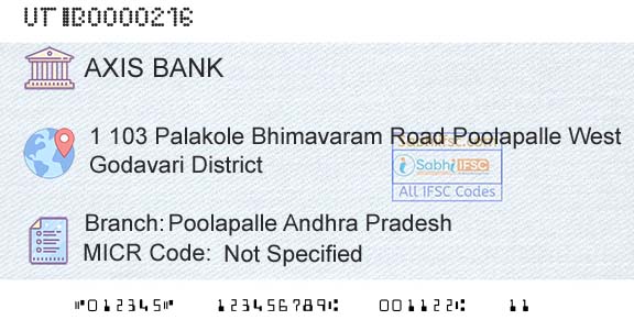 Axis Bank Poolapalle Andhra Pradesh Branch 