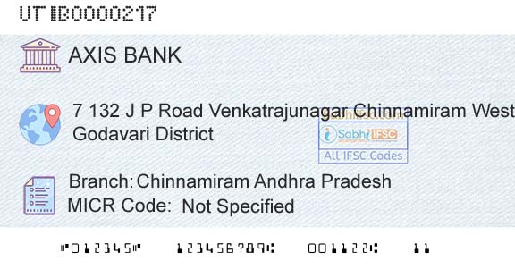 Axis Bank Chinnamiram Andhra Pradesh Branch 