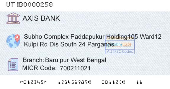 Axis Bank Baruipur West Bengal Branch 
