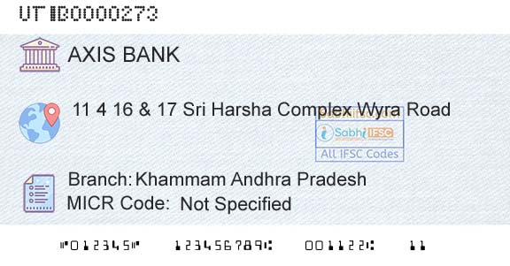 Axis Bank Khammam Andhra Pradesh Branch 