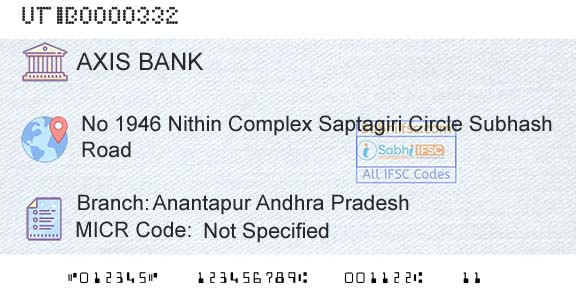 Axis Bank Anantapur [andhra Pradesh]Branch 