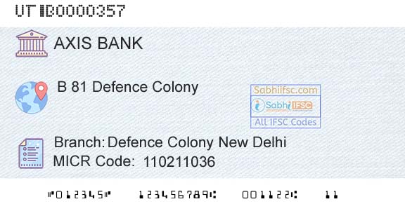 Axis Bank Defence Colony [new Delhi]Branch 
