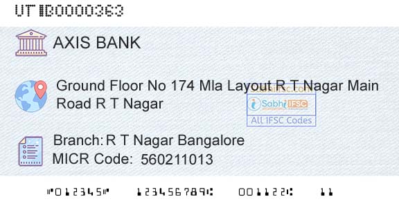 Axis Bank R T Nagar [bangalore]Branch 