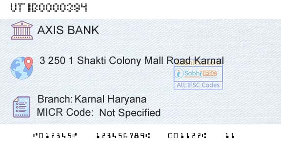 Axis Bank Karnal Haryana Branch 