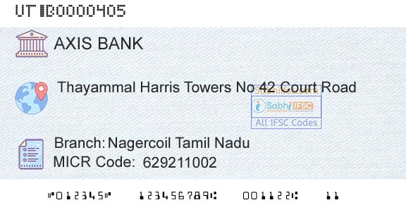 Axis Bank Nagercoil [tamil Nadu]Branch 